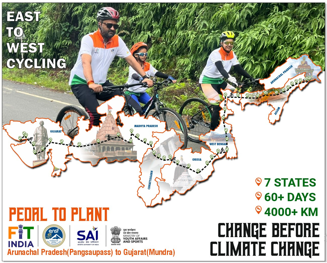 Pedal to Plant — Arunachal Pradesh to Gujarat Overview